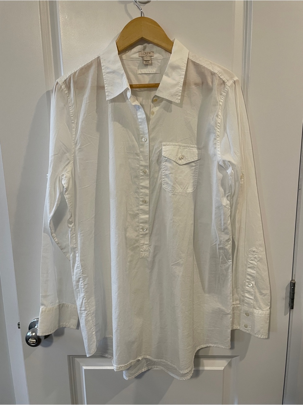 J. Crew White Women's Popover Button-Up Tunic